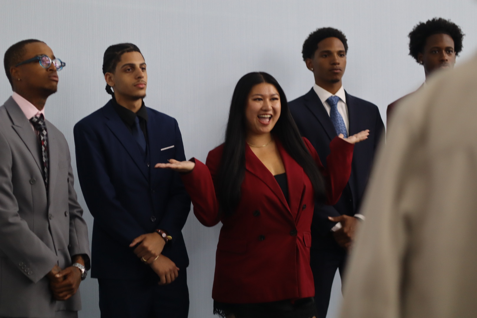 917 Collective team member presenting with energy to colleagues