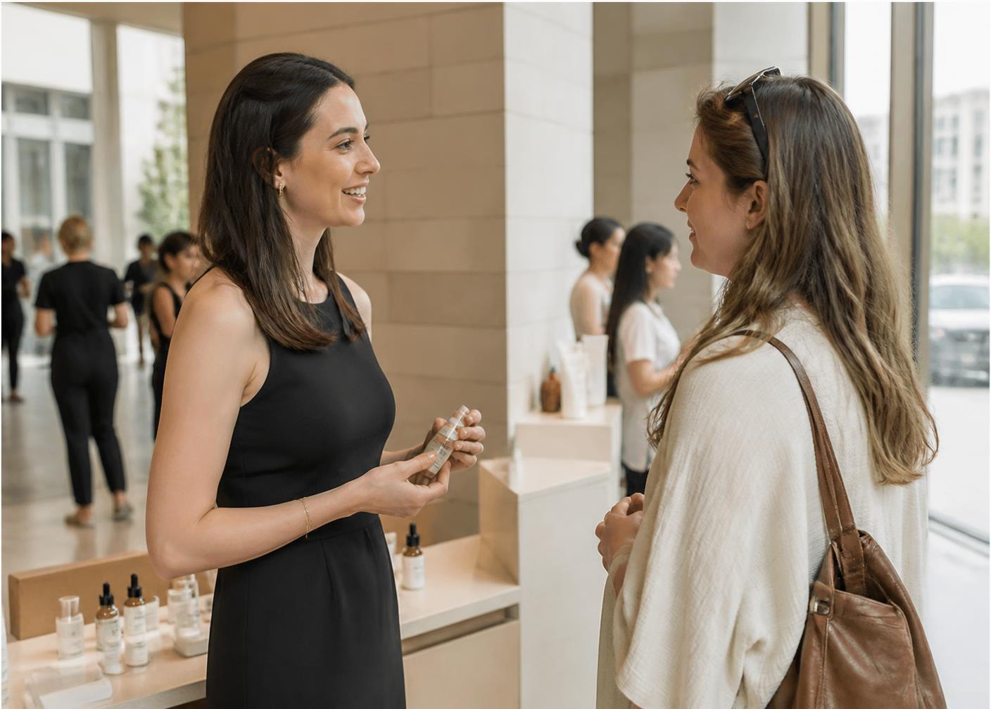 A brand representative speaking with a customer during a live campaign in New York